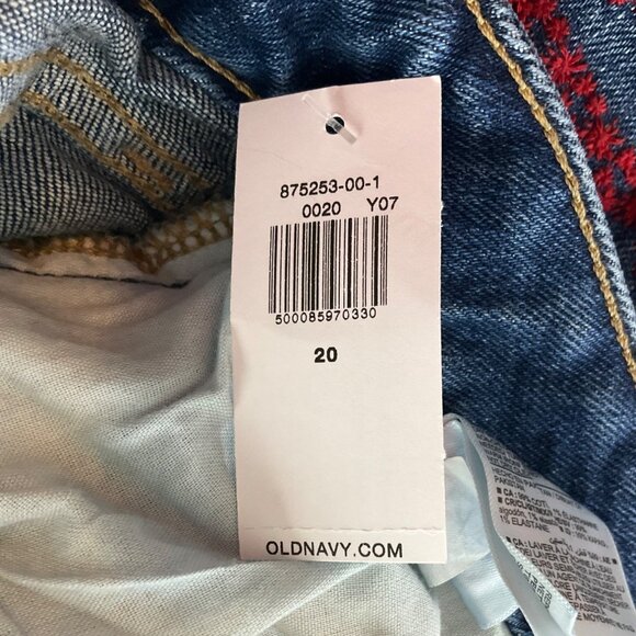 New With Tags Old Navy Sz 20 High-Rise O.G.Denim Shorts Frayed Flag Embroidery - Picture 6 of 12